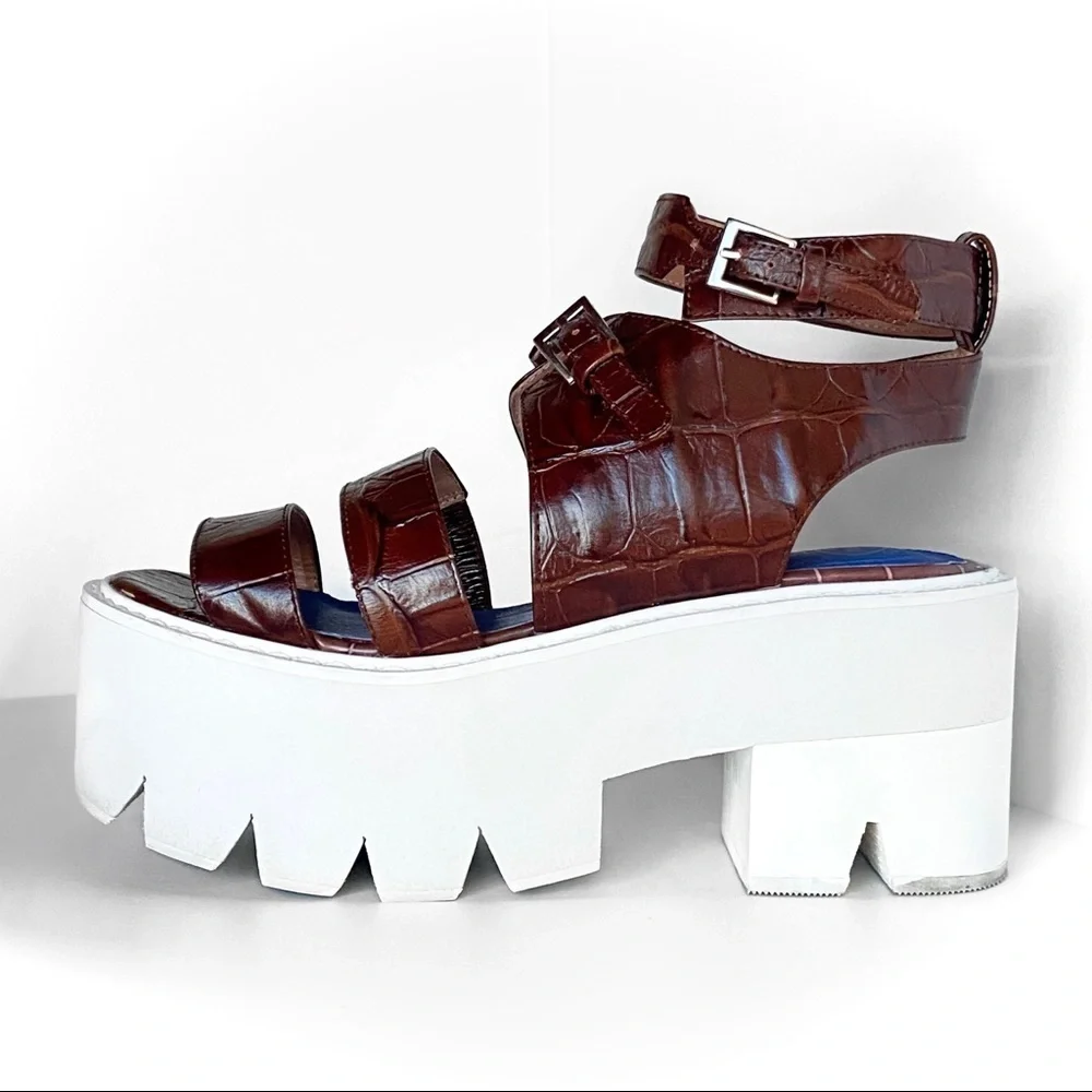 JEFFREY CAMPBELL Weymouth Brown Havana Platform Gladiator Sandals